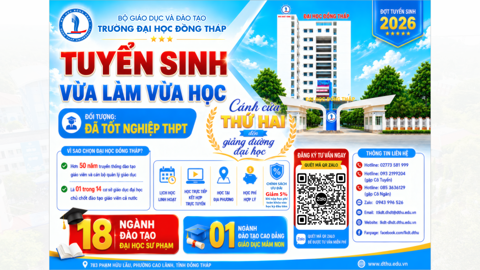 Thông báo tuyển sinh đào tạo hình thức vừa làm vừa học năm 2026 đối với thí sinh đã tốt nghiệp trung học phổ thông