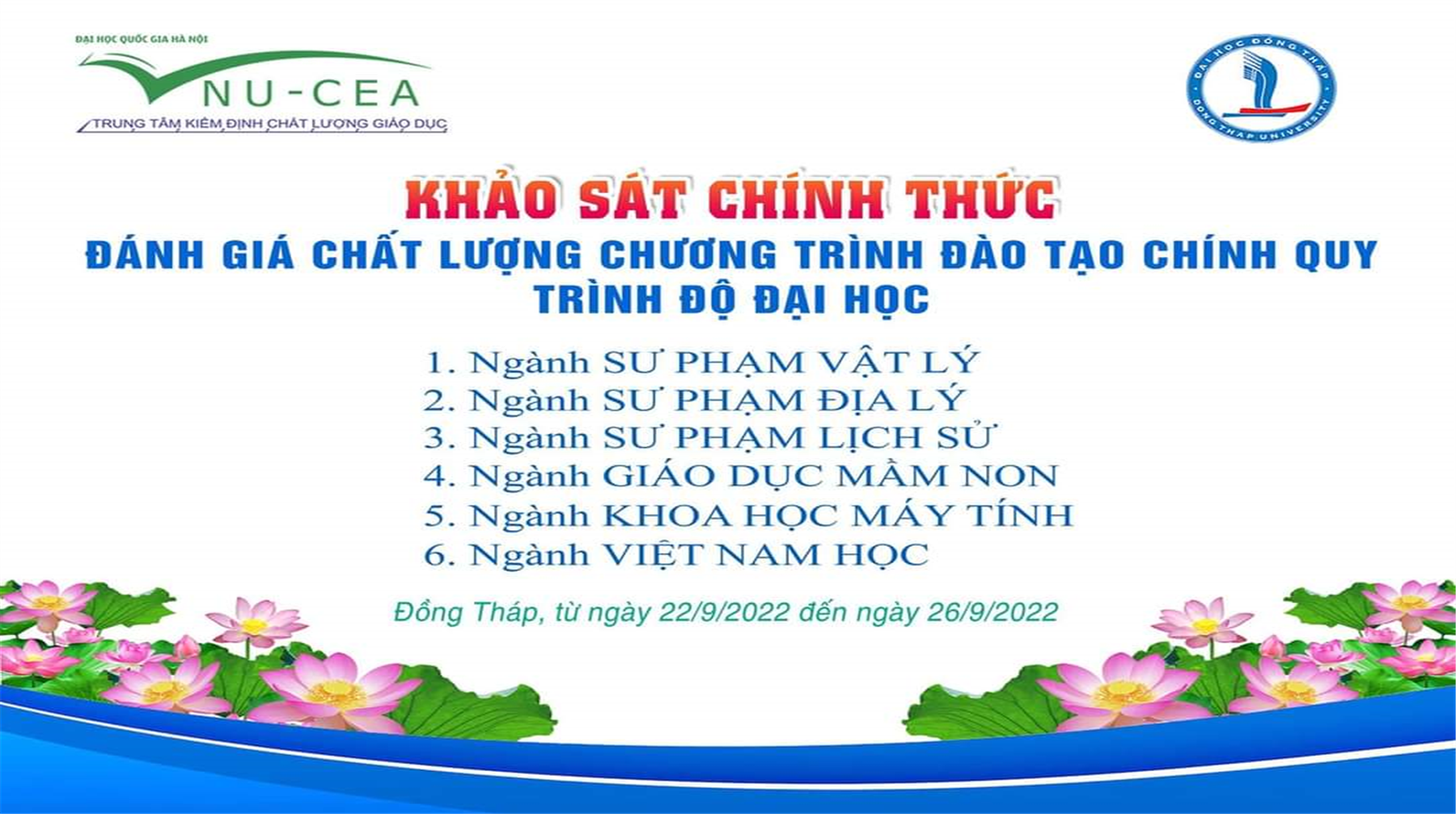 Khảo sát chính thức đánh giá chất lượng chương trình đào tạo ngành Giáo dục mầm non của Trường Đại học Đồng Tháp