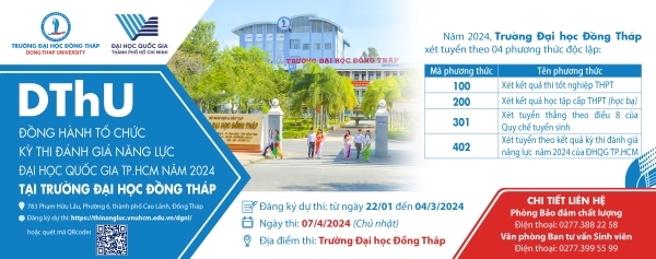 Trường Đại học Đồng Tháp phối hợp tổ chức Kỳ thi đánh giá năng lực ĐHQG-HCM 2024